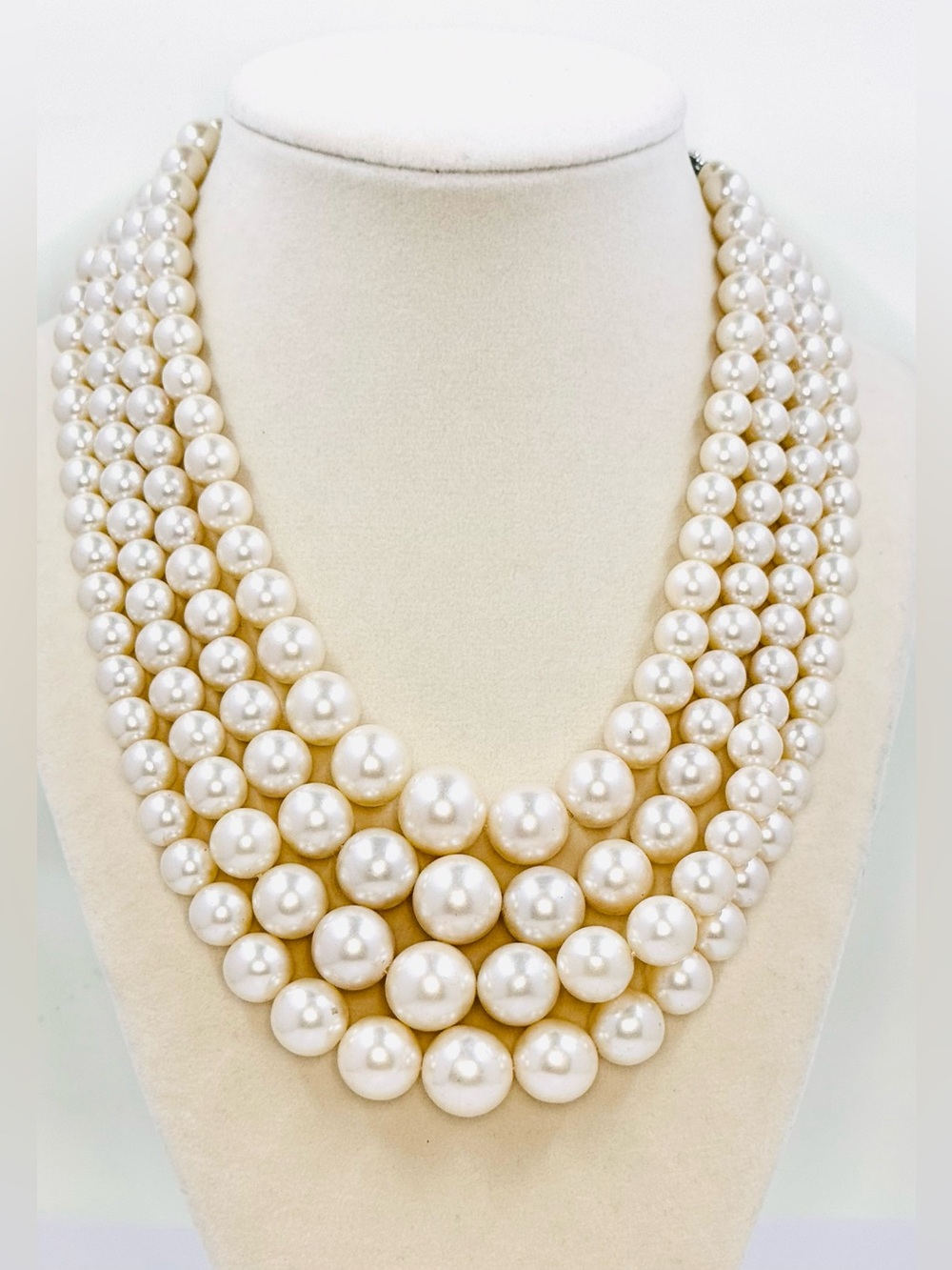 Vintage Stamped JAPAN Multi-Strand Faux Pearl Necklace 14-17”
